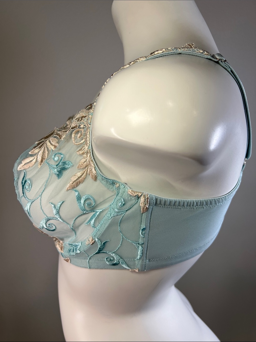 Soma Aqua and Gold Embroidered Sheer Underwire Bra 38D - Picture 5 of 13
